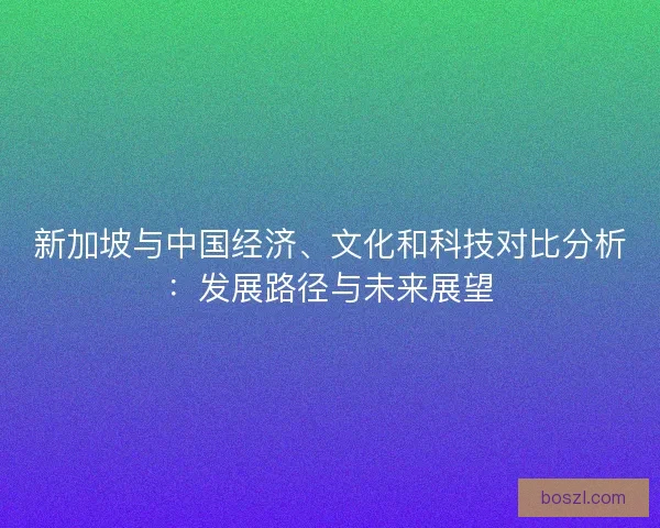 新加坡与中国经济、文化和科技对比分析：发展路径与未来展望